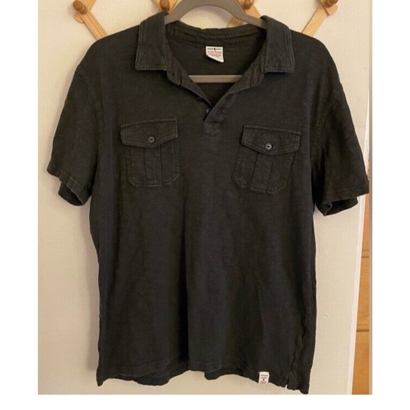 Lucky Brand Men’s Polos Large Set Of 2 Short Sleeve Shirts Gray Burgundy Pockets - Picture 1 of 10